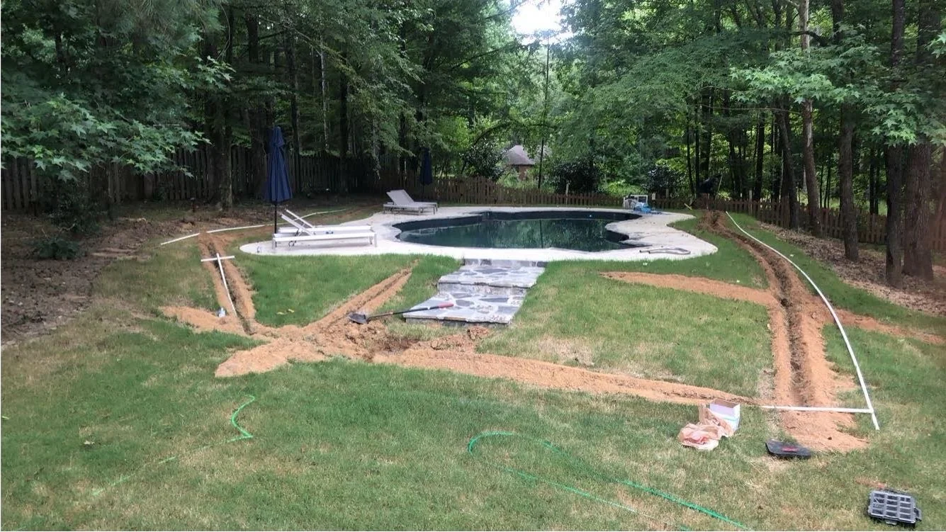Custom irrigation install on a higher-end Oxford MS property, the type of home upgraded with a smart Rachio or Hydrawise controller by Oxford Lawn Pro